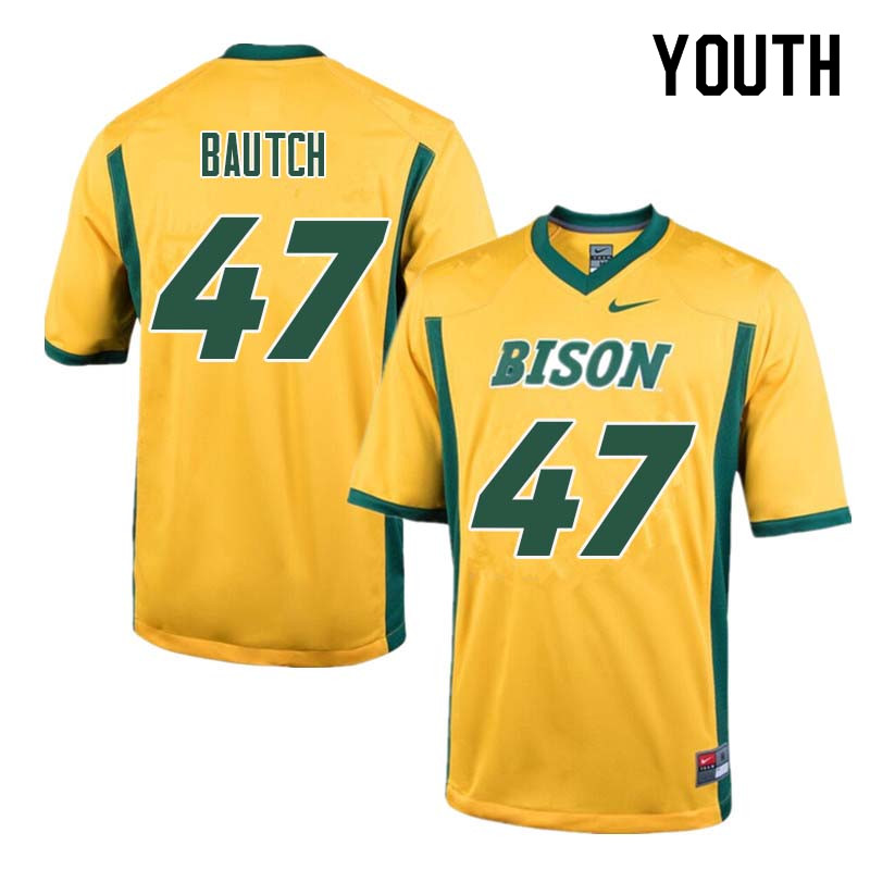 Youth #47 Max Bautch North Dakota State Bison College Football Jerseys Sale-Yellow - Click Image to Close